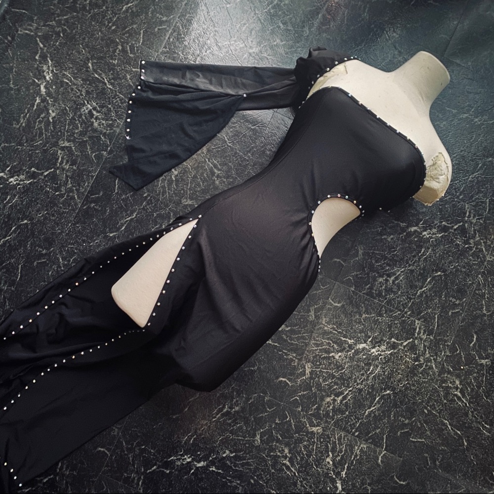 Black rhinestone dress dancer stripper outfit